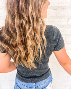 Moving Away Charcoal Knit Tee