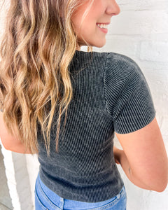 Moving Away Charcoal Knit Tee