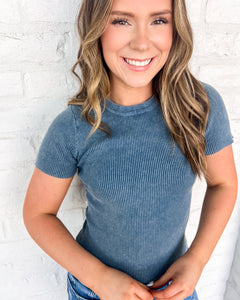 Moving Away Blue Knit Tee