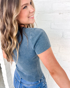 Moving Away Blue Knit Tee