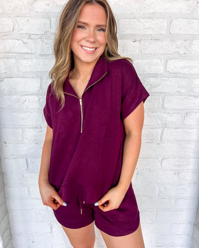 Forget The Past Burgundy Shorts