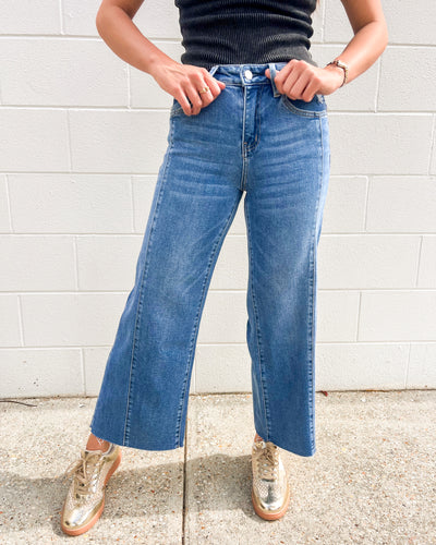 Keeping Up High Rise Twist Wide Jean