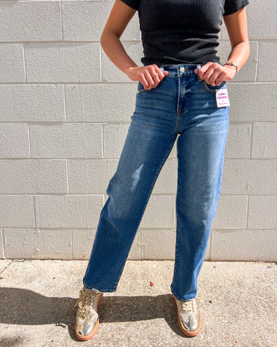 Catch You Later Medium MidRise Slim Barrel Jean