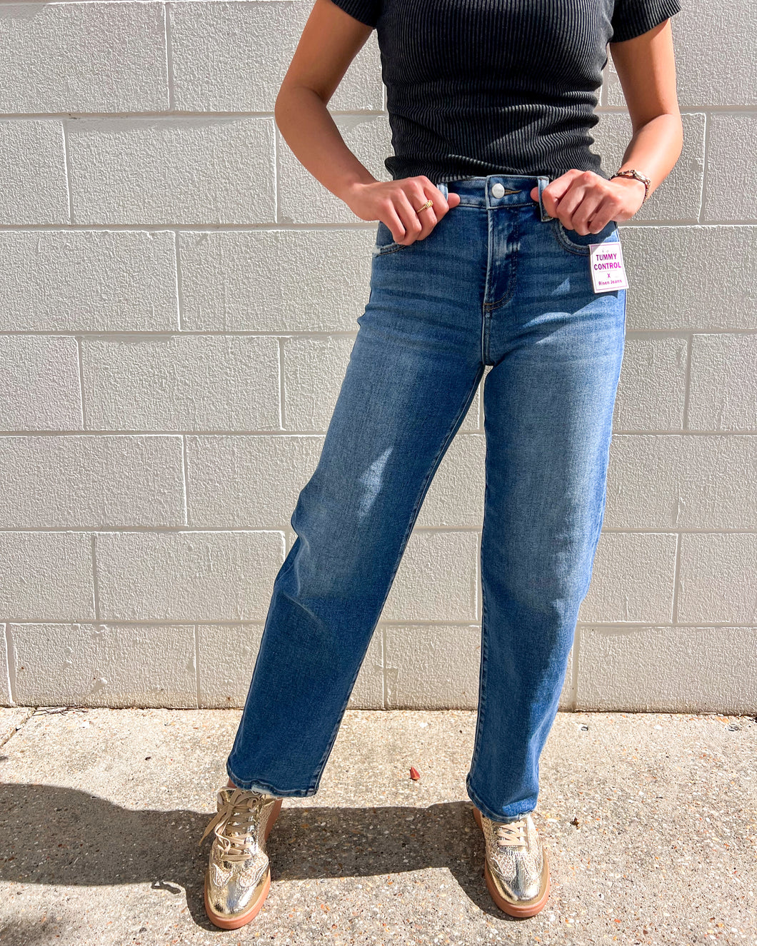 Catch You Later Medium MidRise Slim Barrel Jean