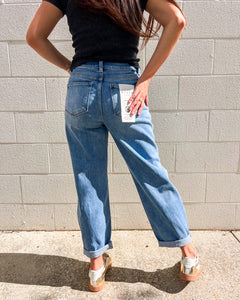 Bring The Joys Medium High Rise Crop Barrel Jeans