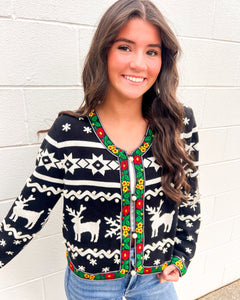 Festive Queen Of Sparkles pearl detail cardigan for winter