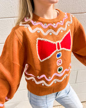 Load image into Gallery viewer, Queen Of Sparkles Brown Gingerbread Man Jewel Sweater