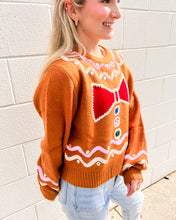 Load image into Gallery viewer, Queen Of Sparkles Brown Gingerbread Man Jewel Sweater