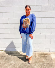Load image into Gallery viewer, Queen Of Sparkles navy sequin turkey Thanksgiving sweatshirt