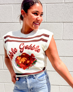 Queen of Sparkles Gobble Gobble sequin turkey sweater top