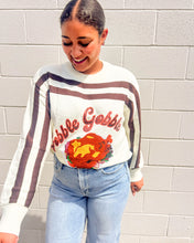 Load image into Gallery viewer, Festive brown stripe long sleeve holiday sweater by Queen of Sparkles