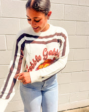 Load image into Gallery viewer, Festive brown stripe long sleeve holiday sweater by Queen of Sparkles