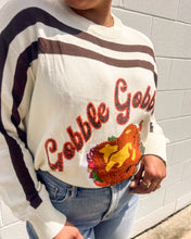Load image into Gallery viewer, Festive brown stripe long sleeve holiday sweater by Queen of Sparkles