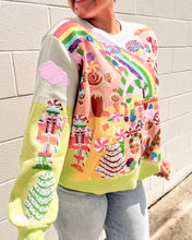 Load image into Gallery viewer, Festive Queen of Sparkles Christmas sweater with candy canes and trees