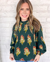 Load image into Gallery viewer, THML Down In The Garden Green Top