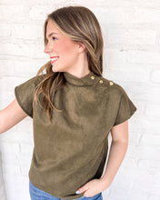 Load image into Gallery viewer, THML First To Say Olive Suede Top