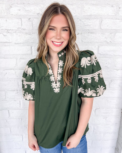 Raise My Voice Dark Green Top