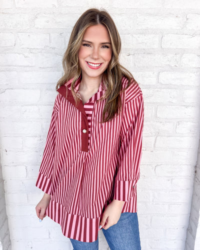 Stroll On Burgundy Top