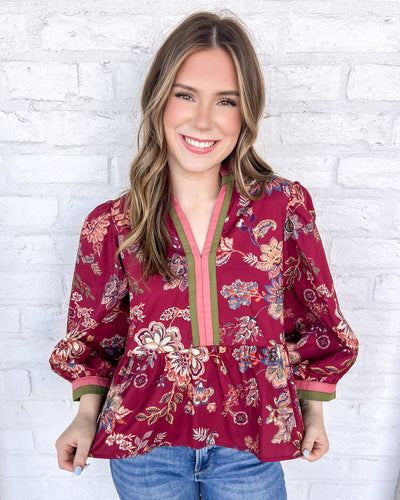 Gaining On You Burgundy Top
