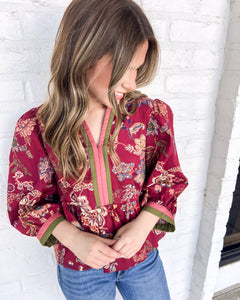 Gaining On You Burgundy Top