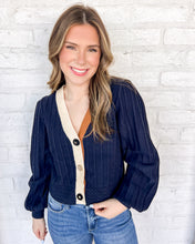 Load image into Gallery viewer, THML Refer To You Navy Color-block Cardigan