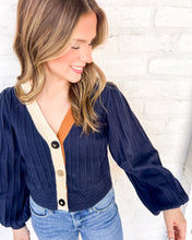Load image into Gallery viewer, THML Refer To You Navy Color-block Cardigan