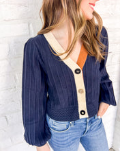 Load image into Gallery viewer, THML Refer To You Navy Color-block Cardigan