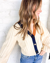 Load image into Gallery viewer, THML Refer To You Cream Color-block Cardigan