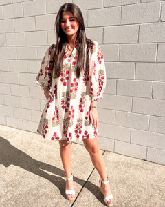 Dealing With Me Red Ecru Dress