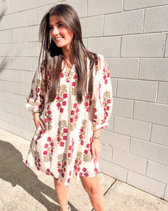 Dealing With Me Red Ecru Dress