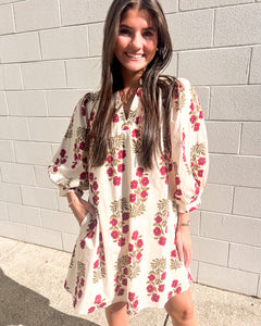 Dealing With Me Red Ecru Dress