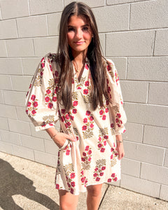 Dealing With Me Red Ecru Dress