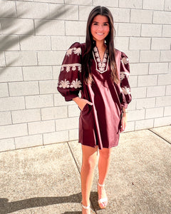 Because Of You Burgundy Dress