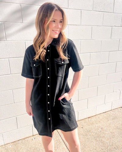 THML Suede Season Black Dress