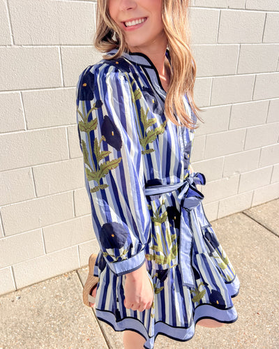 Waving Away Navy Dress