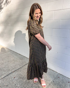 Time Will Tell Navy Floral Midi Dress