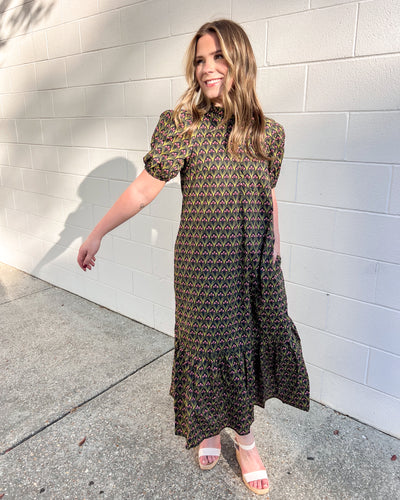Time Will Tell Navy Floral Midi Dress