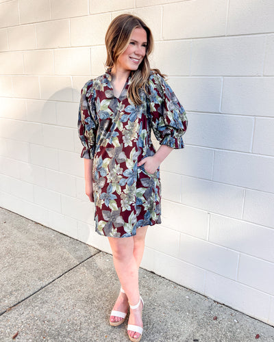 Knew Nothing Burgundy Dress