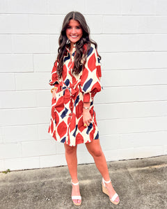 Down To The Last Ecru & Rust Dress