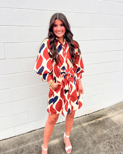 Down To The Last Ecru & Rust Dress
