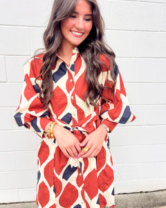 Down To The Last Ecru & Rust Dress