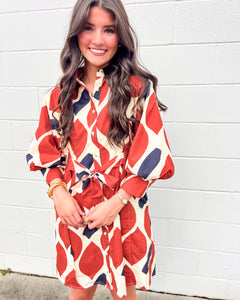 Down To The Last Ecru & Rust Dress