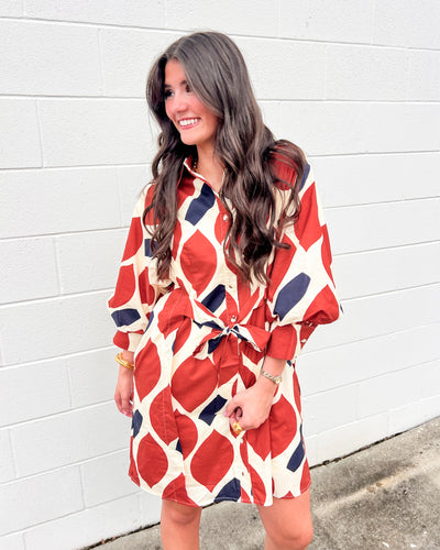 Down To The Last Ecru & Rust Dress