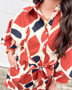 Down To The Last Ecru & Rust Dress