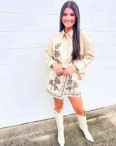 Sail Away Taupe Embroidered Set