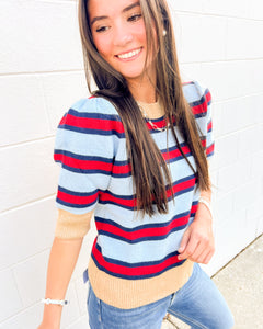 THML Feels Like Friday Navy & Red Top