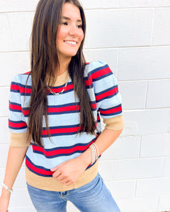 THML Feels Like Friday Navy & Red Top