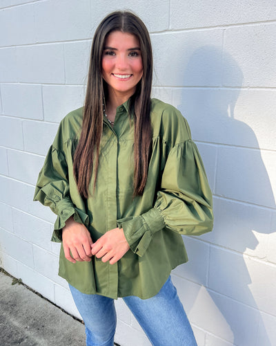 Head My Way Olive Top