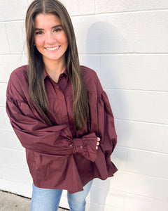 Head My Way Burgundy Top