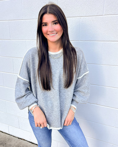 Know You Look Good Grey Sweater